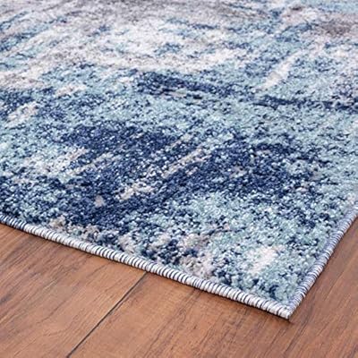 LUXE WEAVERS Rug 7680 Abstract Modern Area Rug, Stain Resistant, Machine-Made, Dark Blue, Light Blue / 5' x 7' 61lkw8FwG5L
