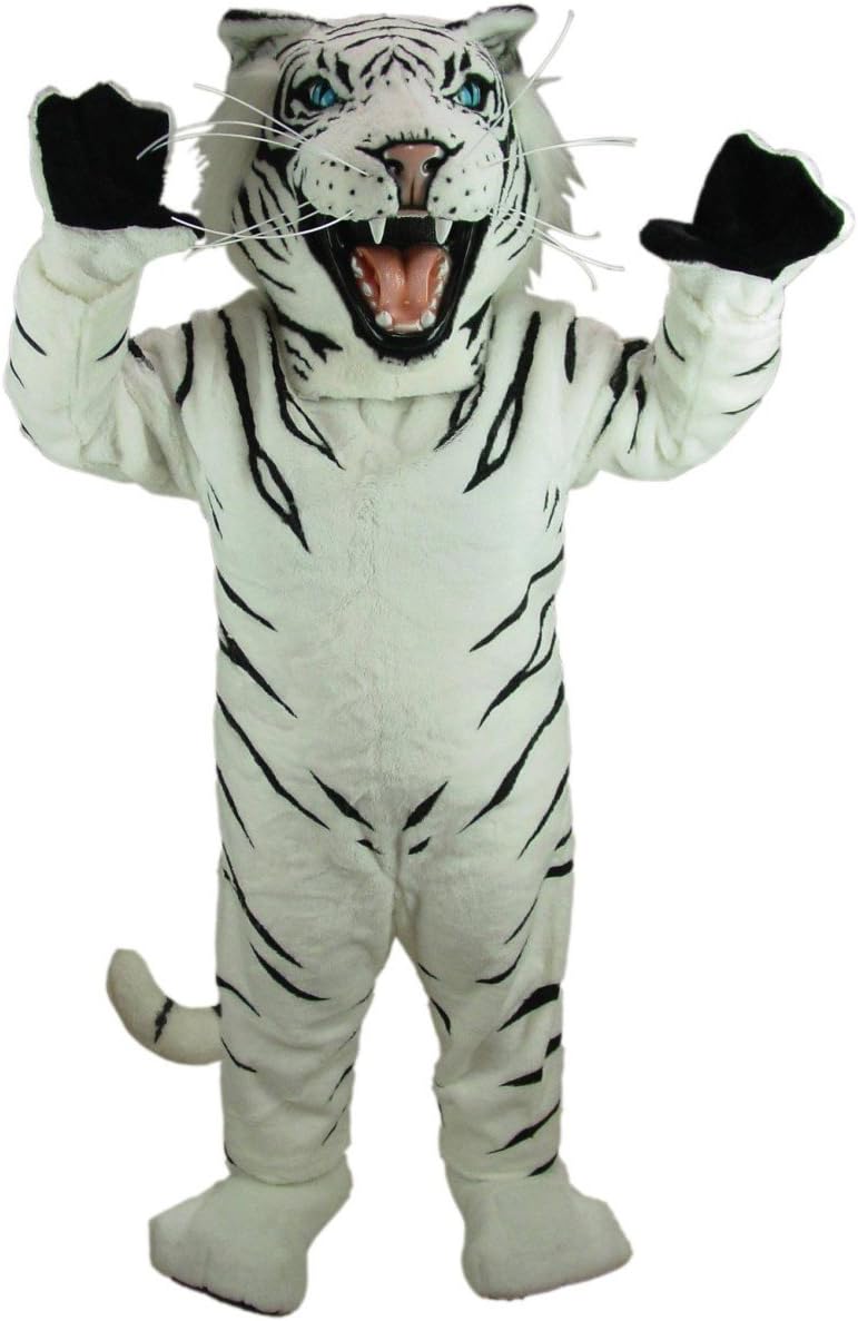 MaskUsWhite Tiger Mascot Costume