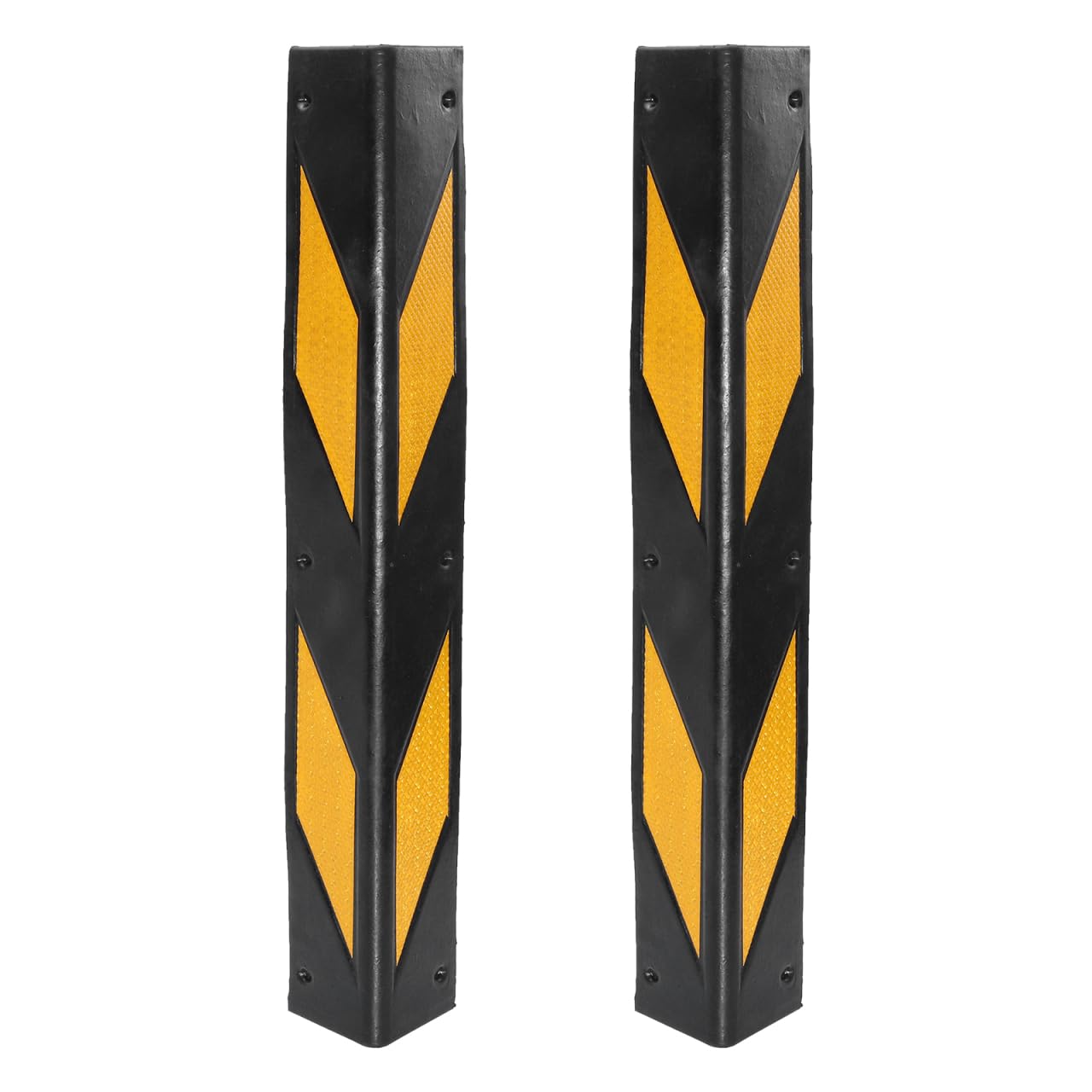 Housoutil Garage Wall Corner Protector, 2Pcs Reflective Rubber Corner Guards, Car Bumper Protector for Parking Safety, Yellow and Black Wall Guards for Driveway Pillars