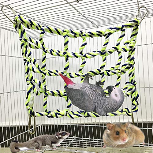 Ylucky Small Animal Climbing Net Hammock Activity Toy Hanging Perch