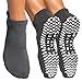 Pointe Studio Women's Grip Socks for Yoga, Barre, Pilates, Dance - M/L (2 Pairs All Charcoal)