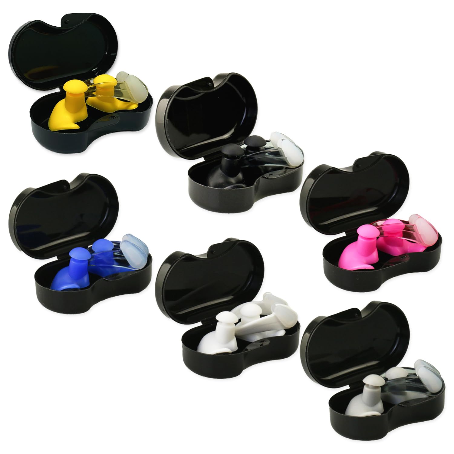 Photo 1 of 6 Set Swimming Earplugs and Swimming Nose Clips, BOSOIRSOU 6 Pairs Waterproof Silicone Reusable Ear & 6 pcs Nose Protector for Man Woman Swimmers Pool Bath Showering Surfing Kayaking