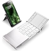 iClever BK08 Foldable Keyboard with Touchpad for Phone and Tablet, White | Multi-Touch Trackpad, Pocket-Sized, Aluminum Build, 3-Device Bluetooth Switching, USB-C Charging, for Travel and Remote Work