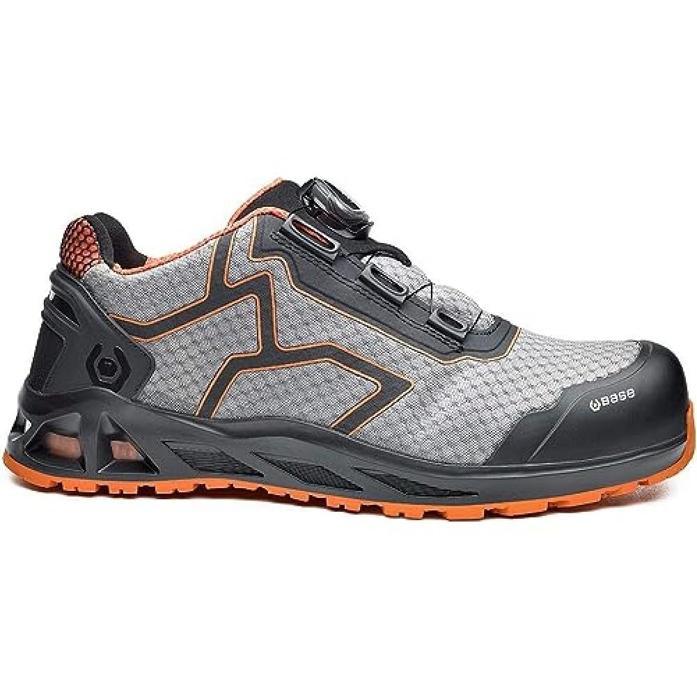 BASE K-JUMP B1005A S1P HRO SRC Aluminium Toe i-daptive Sole Dry’n Air Footbed SmellStop BOA Closure Ballistic Midsole Safety Trainer, Grey/Orange, UK 11
