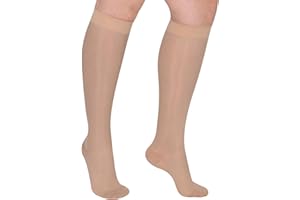 GODORIO Sheer Compression Stockings for Women, 15-20 mmHg Knee High Circulation Support Stockings, Graduated Medical Compression Socks for Travel, Flight