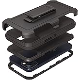 Compatible with iPhone 13 6.1 inch Case,with Screen Protectors,Heavy Duty Rugged Shockproof Full Body Protection Kickstand Case with Belt Clip Holster for iPhone 13 Phone (Black)