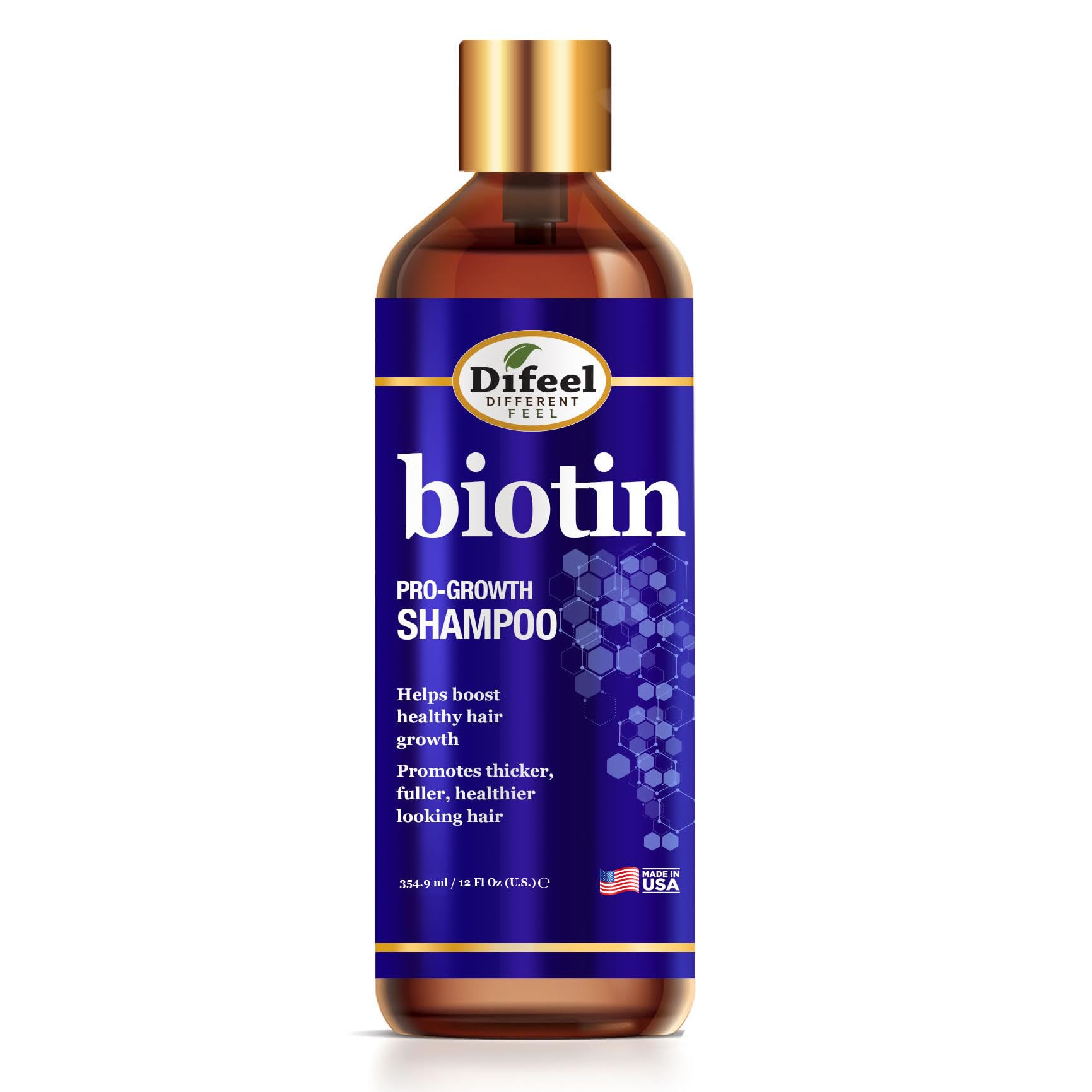 Difeel - Biotin Shampoo - Unisex - 355 ml (12 oz) - Strengthening Formula - Promotes Hair Growth and Thickness - Sulfate-Free Daily Cleanser for Healthier Hair