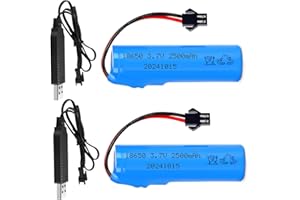 HaiNXC 2 Pack DC 3.7V 2500mAh Li-ion Rechargeable Battery for Remote Control Cars Toy Monster Off-Road Trucks Racing RC Car, Size: 2.67 * 0.7inch