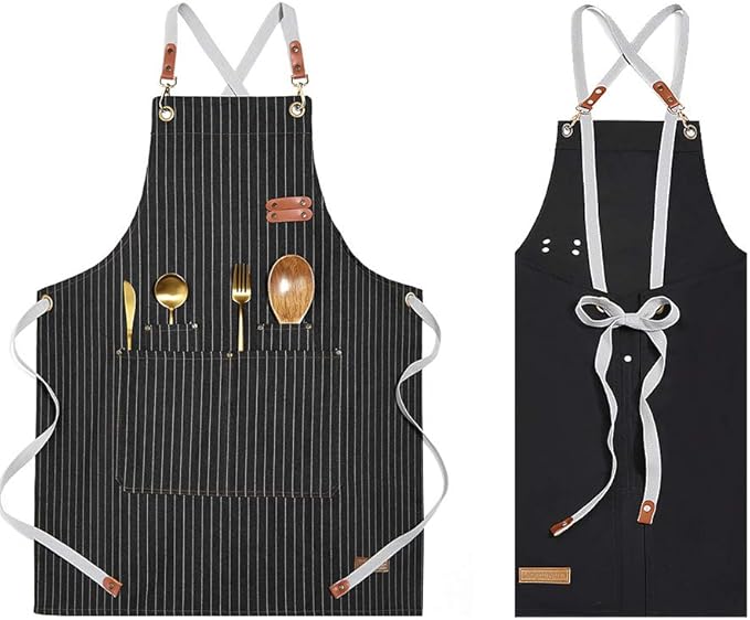 Grembiule Da Cucina  Grigio , Grembiule Da Cucina Da Donna Grembiule Regolabile In Cotone E Lino Per Cucinare In Famiglia Al Ristorante O Al Barbecue 96367777