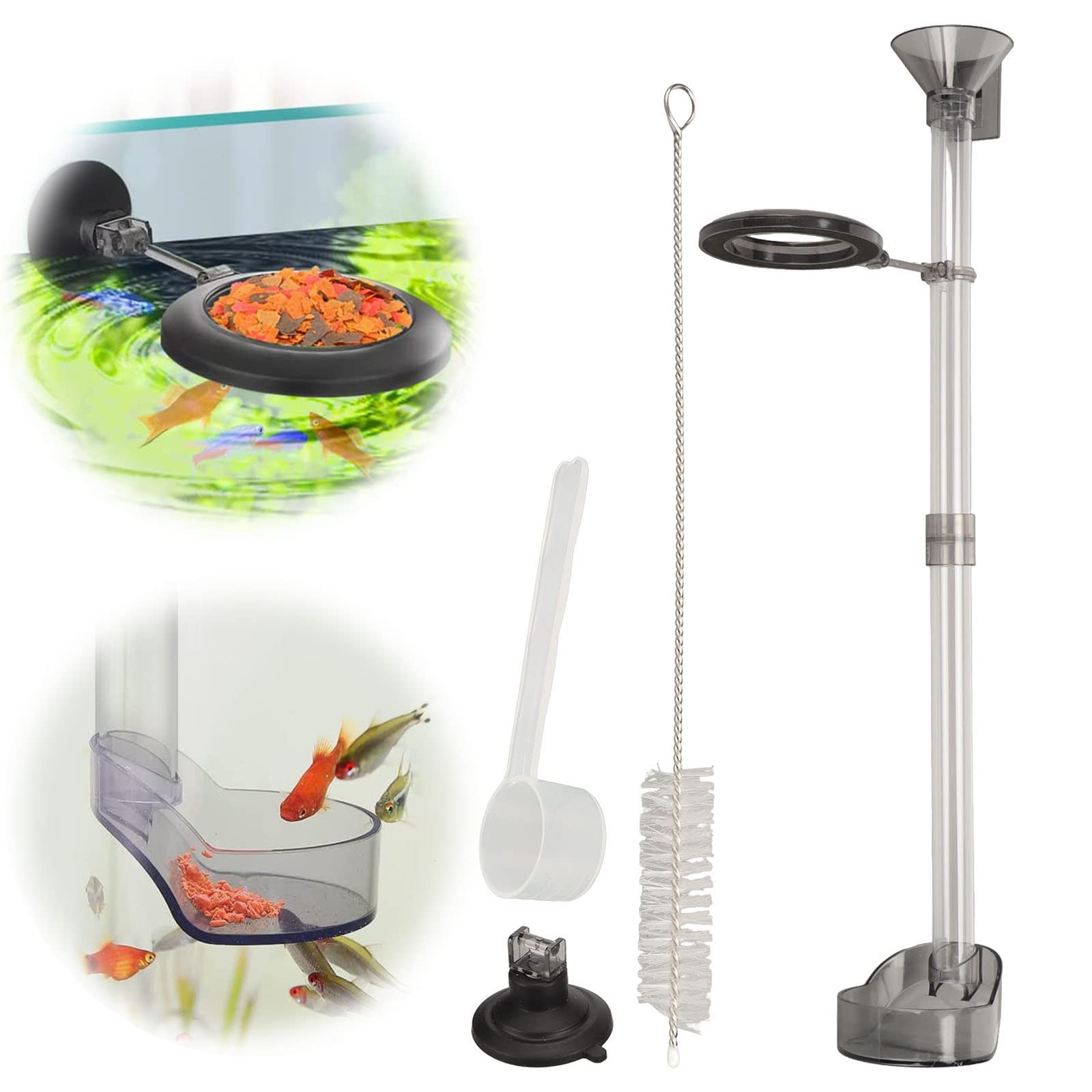 Yuehuamech Shrimp Feeding Dish Set, Aquarium Feeder Tube Kit With Ring, Cleaning Brush and Bowl for Fish Tank, Crab