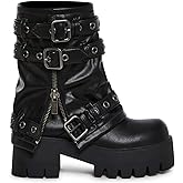 Dolls Kill Warp Combat Boots by DARKER WAVS – Unisex Vegan Leather Platform Boots with Buckle Straps & Zipper