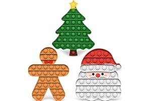 Christmas 2025 Pop It Fidgets Toy Pack, Push Pops Bubbles Sensory Toys with Santa Claus Gingerbread Man Tree, Decoration for 
