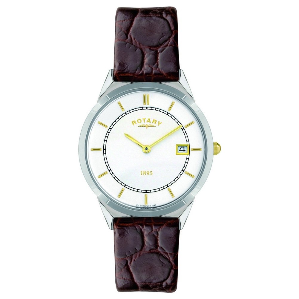Rotary Men's Quartz Dial Analogue Display and Brown Leather Strap GS08000/02
