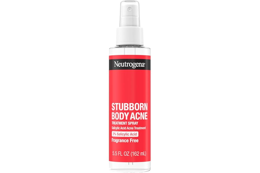 Neutrogena Stubborn Body Acne Spray With Salicylic Acid, Fragrance-Free Spray Acne Treatment to Clear & Help Prevent Acne, Ideal for Chest & Back Breakouts, 2% Salicylic Acid, 5.5 fl. oz