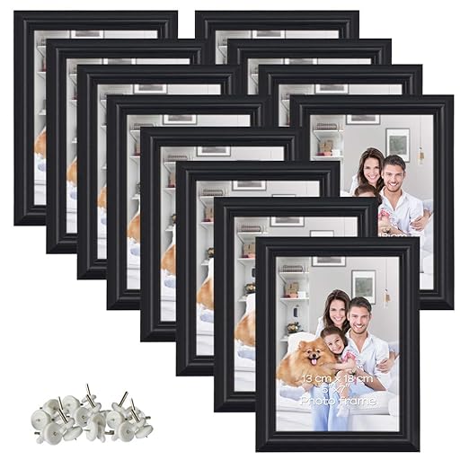 5x7 Picture Frame Set Hold 5 by 7 inch Black Photo Frames, Set of 12