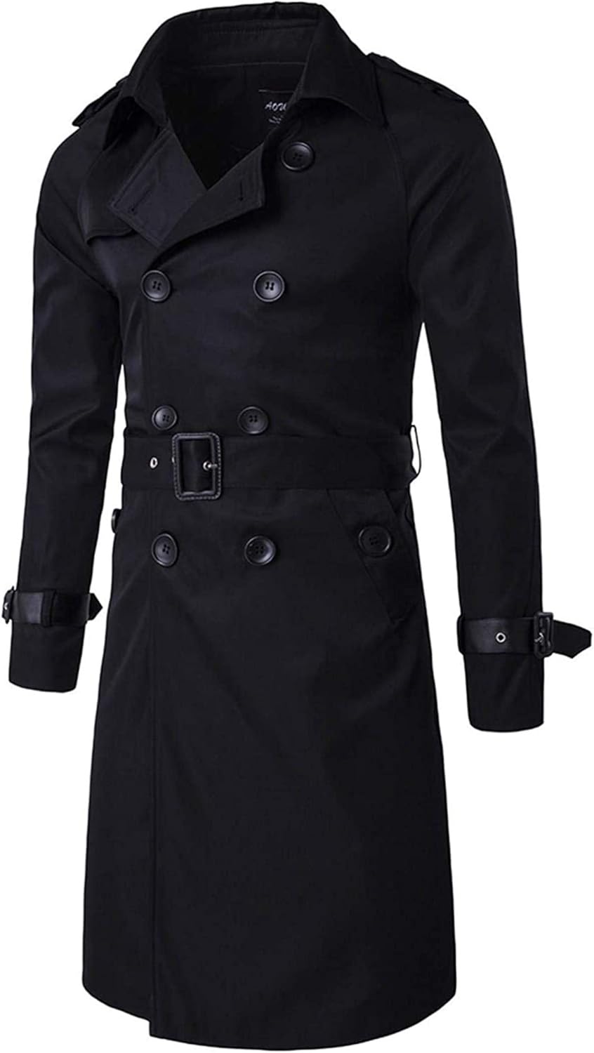 Men's Business Premium Wool Trench Coat Slim Fit Quilted Lining Quality Overcoat Long Pea Coat