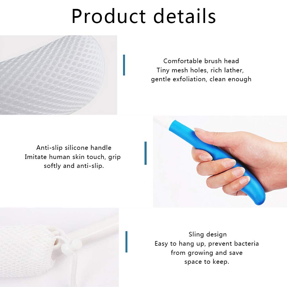 Vansun Long Curved Bath Brush | 15.35 Inches, Easy Reach Anti-Slip Handle Body Brush for Bathing and Shower, Suitable for Elderly, Pregnant Woman，People with Inconvenient Hands : Beauty