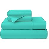 Cosy House Collection 100% Rayon Derived from Bamboo Bed Sheet Set - Cooling, Breathable, Silky Soft 4-Piece Deep Pocket Bedding Set (Queen, Turquoise)