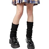 Lunedear Womens Fuzzy Leg Warmers Knit Ankle Socks Winter Warm Ruffle Leg Sleeves Warmer College Concert Thick Boot Socks