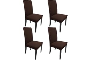 NORTHERN BROTHERS Dining Room Chair Covers Set of 4, Dining Chair Covers Stretch Removable Washable Parson Chair Slipcover for Dining Room (Dark Brown)