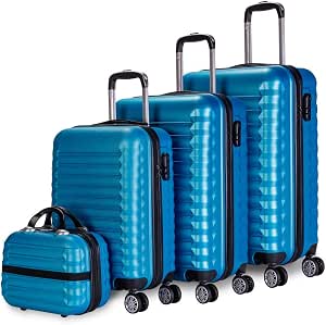 NUMADA-Juego de Maletas Rígidas 4pzs. Mod. Newteck Maleta Cabina 53cm, M.  Mediana 63cm, M. Grande 75cm y Neceser. Set de Maletas de Viaje ABS Eco  Friendly, 4 Ruedas Dobles, Cierre Combinación (Azul) : Amazon.es: Equipaje