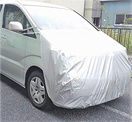 Amazon Automan オートマン ボンネットカバー 大型ミニバン車適応 汎用タイプ シルバー カーカバー フロント保護カバー ボンネットの保護に Acv 02 ボディーカバー 車 バイク