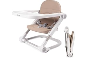 LI'L PENGYU LI’l Pengyu Baby Booster Seat for Dining Table, Portable Travel Dinner Chair with Adjustable Tray and Height, Easy to Assemble and Fold up