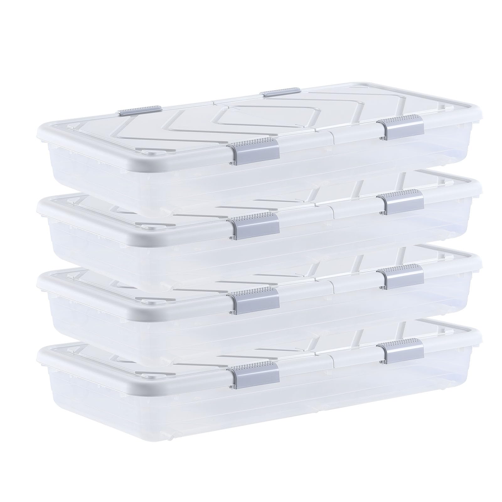 View 1 of ***SIMILAR ITEM***** VEVOR Under Bed Storage with Wheels, 31.7 x 15.6 x 6.9 inch Underbed Containers, Underbed Shoes Organizer with Lid & Gray Latch, Rolling Under the Bed Storage Bins for Clothes Shoes Blankets,
