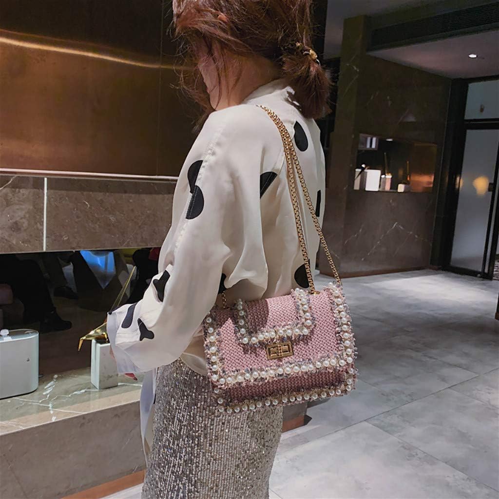 DDKK bags 2019 Vintage Women Woven Pearl Shoulder Bag Messenger Bag Crossbody Bag Beach Bag-Under 20 Dollars