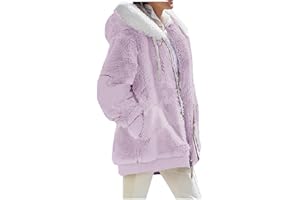 Lxitoler Fuzzy Fleece Jacket Womens Winter Hooded Cardigan Plus Size Sherpa Winter Coats Warm Outerwear with Pockets