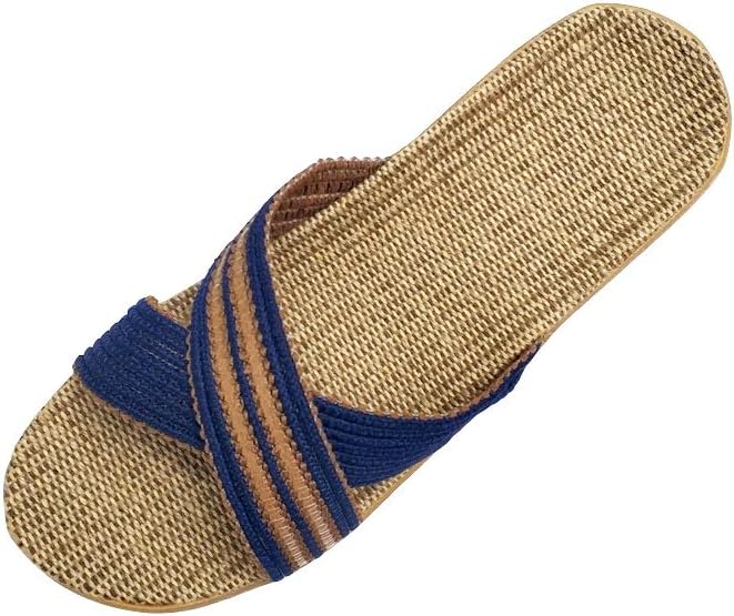 HRFEER Men Slippers Silent Floor House Slipper Lightweight Linen Summer Beach Shoes for Men’s Sandals