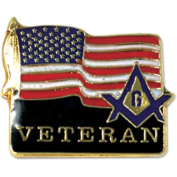 Past Master California American Flag Masonic Lapel Pin - 3/4" Tall With Butterfly Clutch - View #12