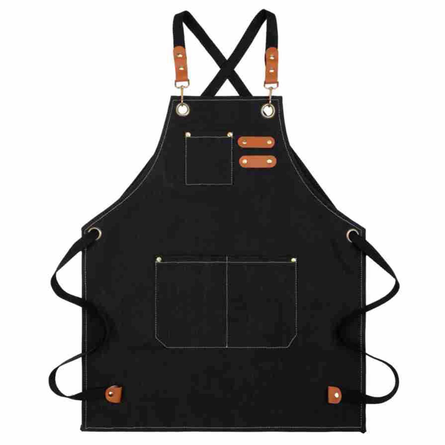 MAIGO Kids Apron - Waterproof Cotton Canvas Kids Apron with Pockets, toddler boy aprons, Kids Aprons for Cooking, Chef Pinafore for Kids age 8 9 10 11 12, Pinafore for Kitchen Baking Painting (BLACK)
