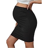 MakeMeChic Women's Maternity Pencil Skirt Stretch High Waist Midi Pregnancy Skirts