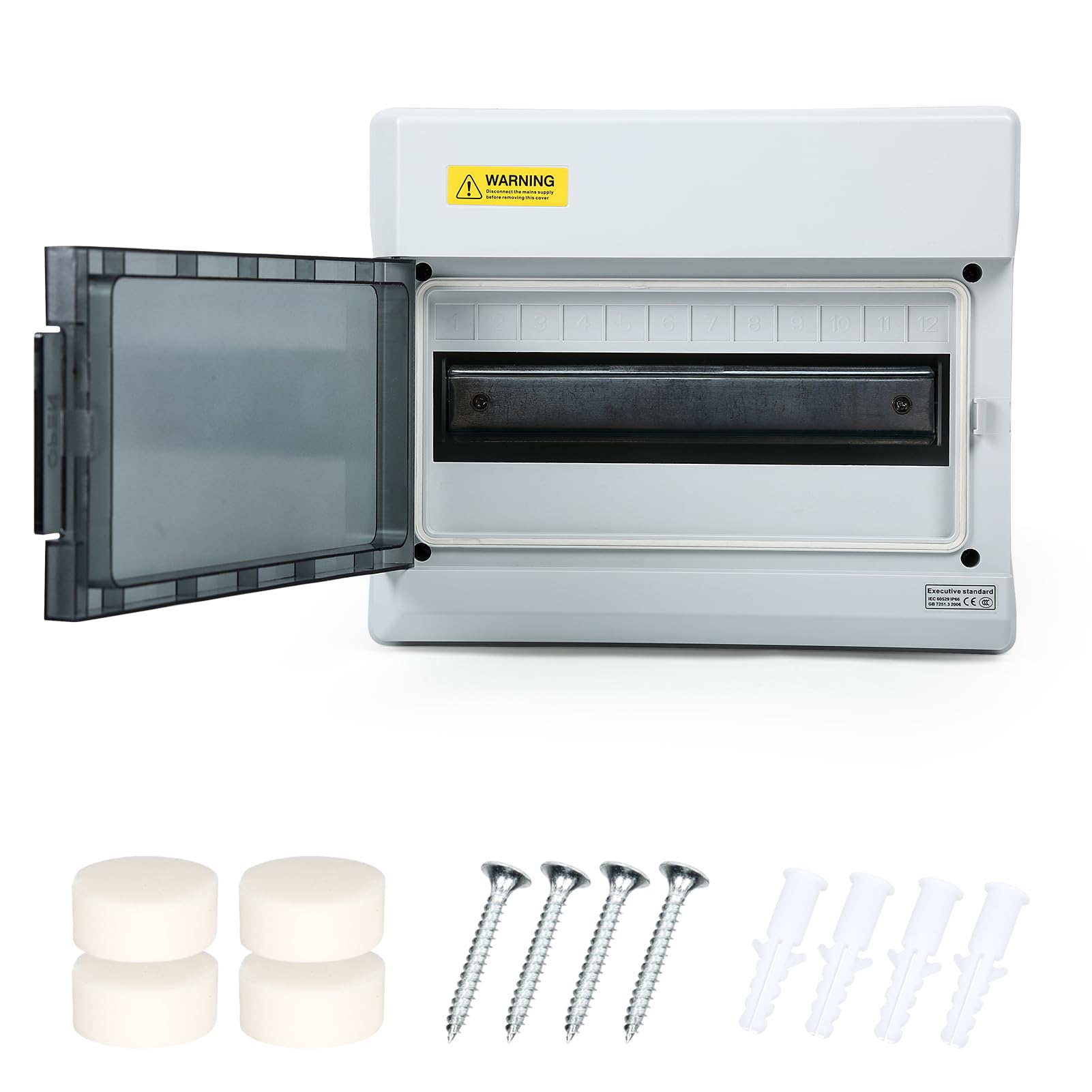 BuyWeek 12 Way Consumer Unit Distribution Protection Box IP66 Waterproof DIN Rail Electrical Enclosure with Transparent Window Fuse Box for Room,Outdoor, Gardens, Garages(1 Row 12 Module)