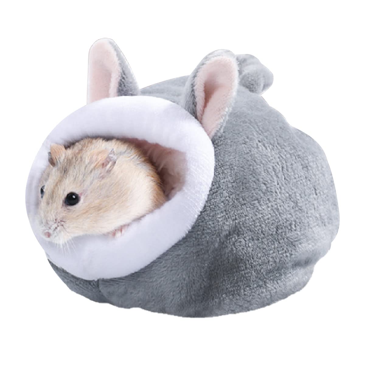 Jagowa 1 Pcs Hamster Hedgehog Bed Nest Pet Bed Cute Winter House Warm Sleeping for Small Animals (Grey)
