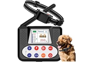 NBSUN Wireless Dog Fence, 2 in 1 Electric Fence & Training Collar with Big LCD Screen Portable Wireless Pet Fence with 2.4G PFC Antenna, Signal Penetrating Walls, Waterproof & Adjustable Dog Perimeter Fence