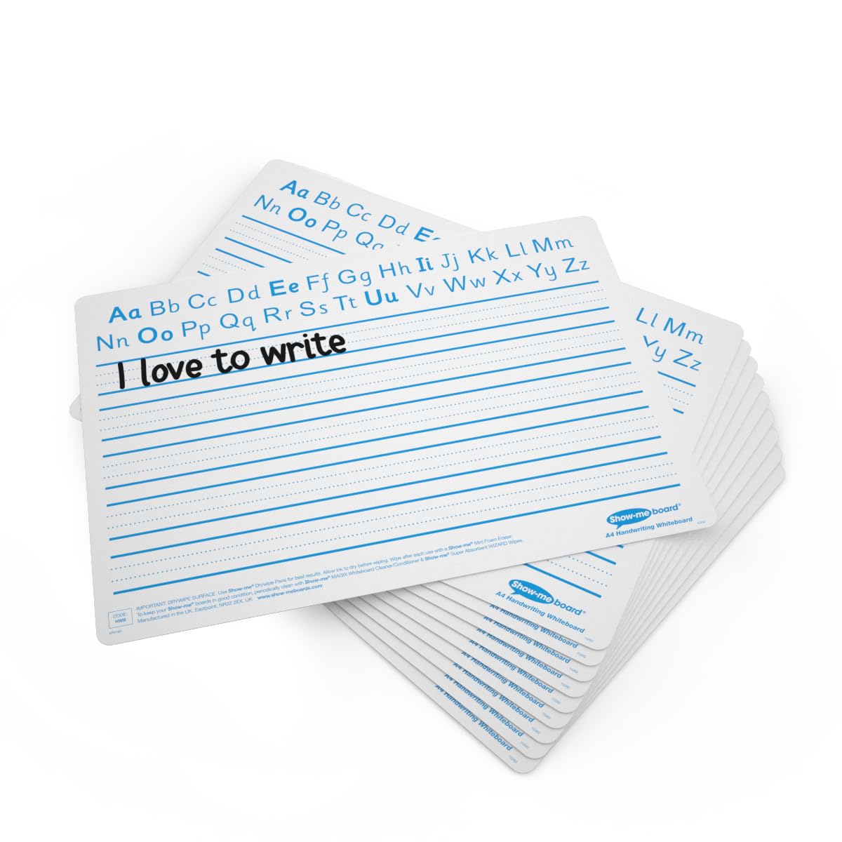 Show-me A4 Handwriting Whiteboards, Pack 10