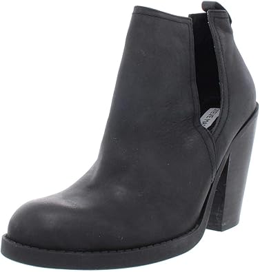 black leather cut out ankle boots