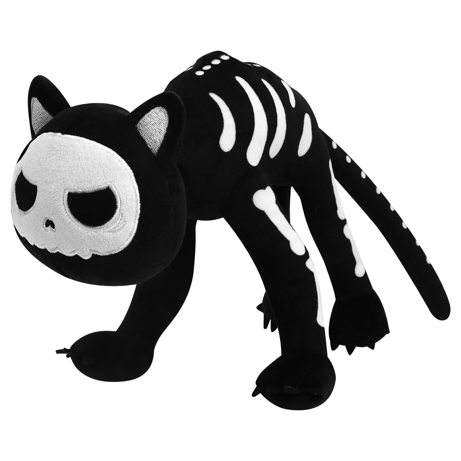 Photo 1 of Koiernr Halloween Stuffed Plush Toy, Skeleton Black Cat Stuffed Animal Plush Pillow, Black Cat Plushie Toys Gifts for Kids Adults Birthday Halloween Home Decor