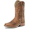 DOUBLE-H 11" Jase Square Toe Western Boots for Men - Texon Insole with Cork Inlay, Oil- and Slip-Resistant I.C.E. Outsole, EH-Rated and Made in USA