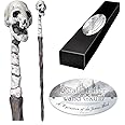 The Noble Collection - Death Eater Skull Character Wand - 14in (35cm) Wizarding World Wand with Name Tag - Harry Potter Film Set Movie Props Wands