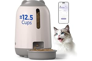 PAPIFEED Automatic Cat Feeder, 2.4G WiFi Auto Cat Food Dispenser with App Control, 3L Auto Pet Feeder with Dual Power Supply, Detachable for Easy Clean for Cats and Small Dogs, Grey
