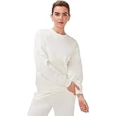 KUT & SO Crewneck Sweatshirt for Women – Essential Cozy Fleece Pullover Sweater – Women’s Fall Clothes Cream White X-Large