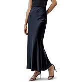 LilySilk Women Double-Faced 100% Silk Charmeuse Maxi Skirt Glossy Solid Micro Flare Straight Ladies Skirt for Party Work