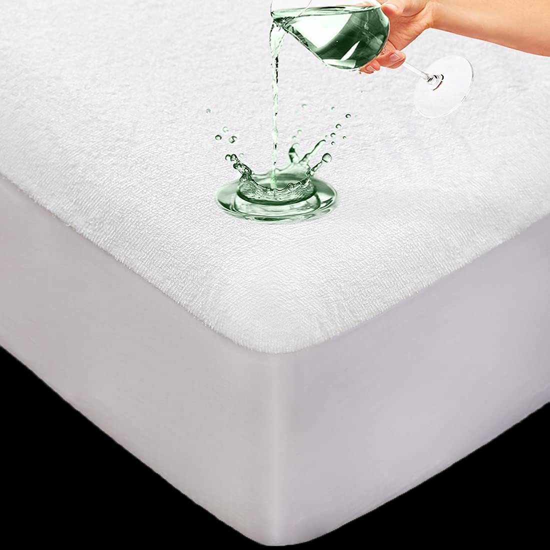 AmigoZone Extra Deep Waterproof Terry Towel Mattress Protector Topper Cover Non Noisey Fitted Sheet Mattress Protector - Super King