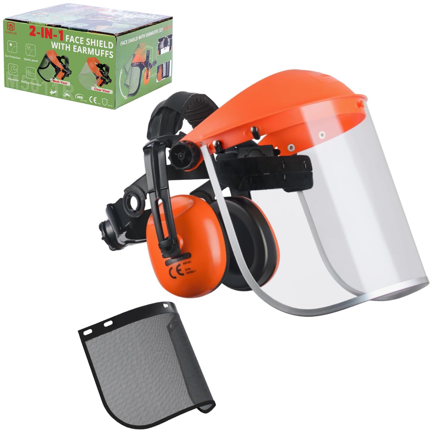 GUARDLEAD Mesh Visor Ear Muff Combination For Grass trimmer & Brush cutter Adjustable 2 in 1 Face Shield