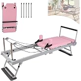 Pink Foldable Pilates Reformer Machine for Home Gym, Professional Workout Equipment with 5x18lb Springs for Beginners &amp; Advanced Users,Quiet Home Pilates Equipment