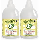 Rebel Green Organic Laundry Detergent - Natural Laundry Soap - Liquid Laundry Detergent with Dispenser Cup - Gentle Laundry Detergent - Fresh Peppermint & Lemon Scent - (68 Load Bottles, 2 Pack)