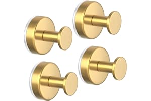 HUFEEOH 4 Pack Shower Suction Cup Hooks - Heavy Duty Gold Bathroom Holder for Towels, Robes & Accessories, Removable Vacuum H
